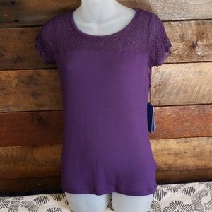 Vera Wang Purple S/S Shirt Extra Small Petite